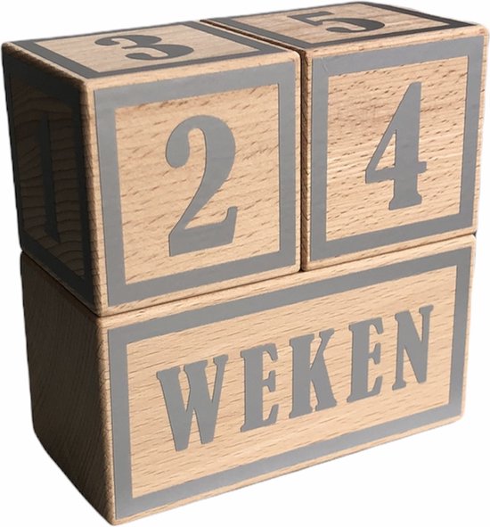 Houten mijlpaalblokken - zilver - kraamcadeau - leeftijden en momenten - 3 blokken van Miko Stoffen