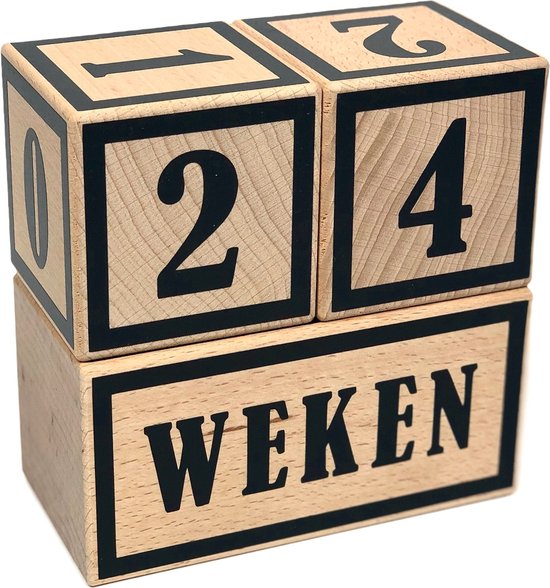 Houten mijlpaalblokken - zwart - met extra blok - leeftijden en momenten - 4 blokken van Little Dutch