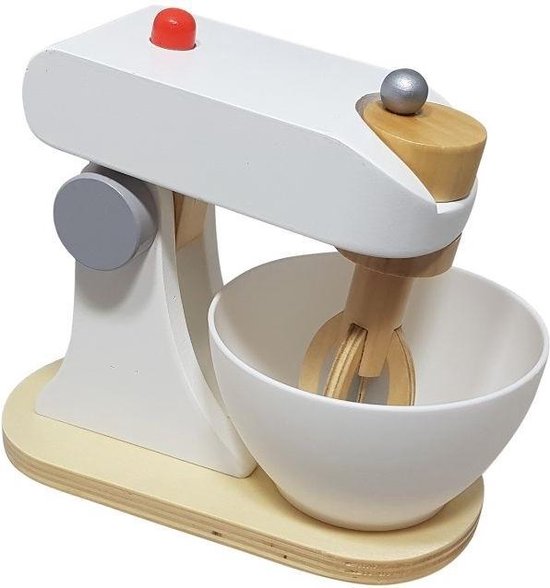 Houten mixer wit met zilver van Houten