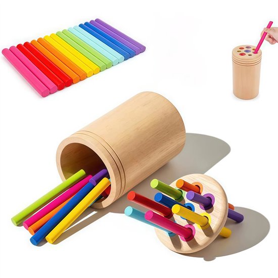 Houten Montessori-speelgoed voor peuters, educatief reisspeelgoed, Houten sorteer en stapelspeelgoed, speelgoed voor motorische vaardigheden, verjaardagscadeau voor jongens en meisjes