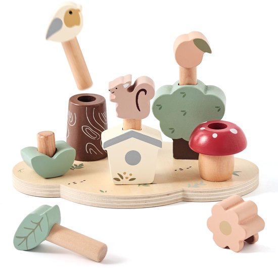 Houten pop-up speelgoed met kleursortering | Montessori-speelgoed voor kleurherkenning | Geschikt voor peuters | Educatief speelgoed voor de kleuterschool van Merkloos