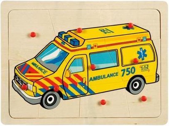 Houten puzzel ambulance 112 hout van Jumini