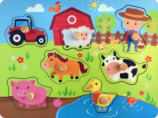 Houten Puzzel Boerderij Dieren vanaf 1 jaar van Jubelz