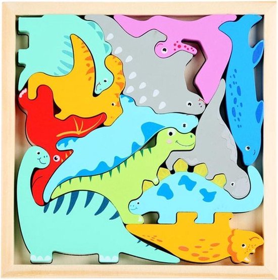 Houten Puzzel - Houten Speelgoed - 3D Puzzel - Kinderen - Dino's van Toi-Toys