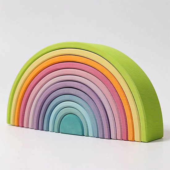 Houten regenboog - Pastelkleuren - Pastel regenboog - 12 stuks - Open einde speelgoed - Educatief montessori speelgoed - Grimms style van Merkloos
