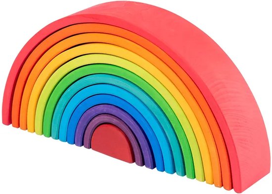 Houten regenboog - Regenboogkleuren - 12 stuks - Open einde speelgoed - Educatief montessori speelgoed