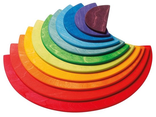Houten regenboog schijven - Regenboogkleuren - 11 stuks - Open einde speelgoed - Educatief montessori speelgoed