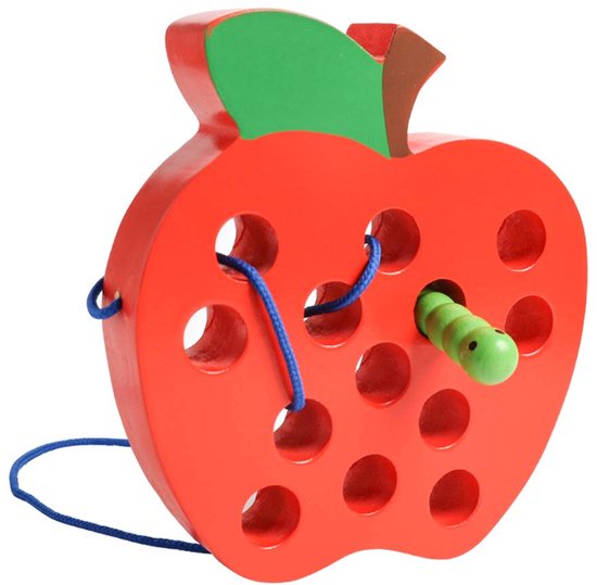 Houten Rijgspeelgoed Met Appel - Houten Reisspel - Vroeg Leren, Fijne Motoriek, Educatief Cadeau Voor Peuters Van 3, 4 En 5 Jaar, Baby'S En Kinderen van Merkloos