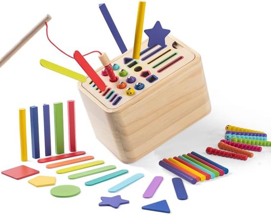 Houten sorteer- en sensorische speeldoos, Montessori-speelgoed voor kinderen vanaf 1 jaar, speelgoed om kleuren te matchen, fijne motoriek, leeractiviteiten voor kleuters, meisjes en jongens, verjaardagscadeaus