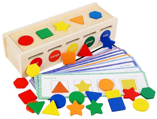 Houten Sorteerdoos Voor Kinderen Met Kleuren En Vormen - Een Speeltje Voor De Ontwikkeling Van Fijne Motoriek, Handvaardigheid En Cognitieve Vaardigheden.