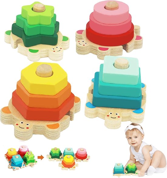 Houten sorteerspeelgoed vanaf 1 jaar, houten puzzel, Montessori-speelgoed voor baby's, motoriek educatief speelgoed, kleur- en vormen, sorteerspel, cadeau voor kinderen vanaf 2 3 jaar