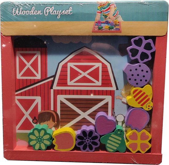 Houten Speelset Boerderij 10-delig Woorden Playset van Houten