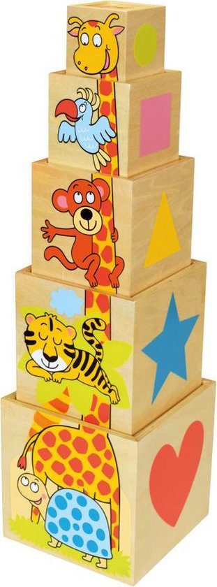 houten stapeltoren piramide met dieren van Houten