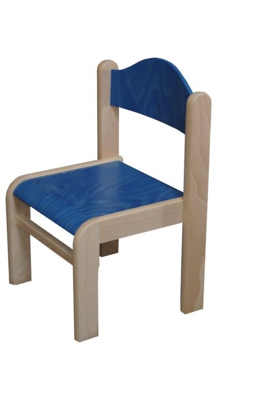 Houten stoel BAMBI - blauw - zithoogte 30 cm - stapelbaar - Peuterstoeltje voor kinderen - Peuterstoel voor kinderopvang of school - Kinderstoelen - houten stoeltje voor kinderen van Merkloos
