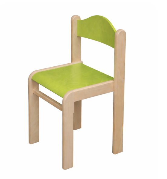 Houten stoel BAMBI - lime - zithoogte 38 cm - stapelbaar - appeltjes groen- Peuterstoeltje voor kinderen - Peuterstoel voor kinderopvang of school - Kinderstoelen - houten stoeltje van Merkloos