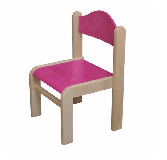 Houten stoel BAMBI - PINK- zithoogte 30 cm - stapelbaar - roze Peuterstoeltje voor kinderen - Peuterstoel voor kinderopvang of school - Kinderstoelen - houten stoeltje voor kinderen van Merkloos