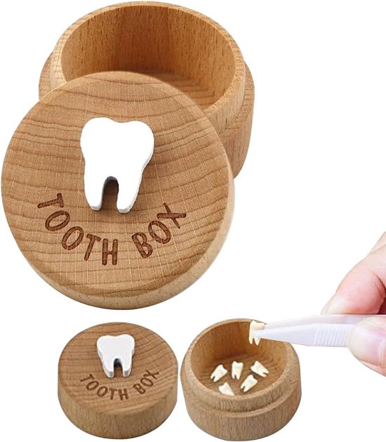 Houten Tanden Doos voor Baby Tanden, Herinnering aan Eerste Tanden, Ideaal voor Jongens en Meisjes, Perfecte Bewaarbox voor Melktanden
