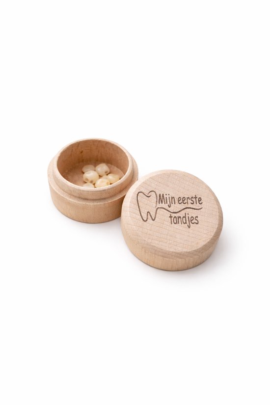 Houten Tandendoosje – Mijn Eerste Tandjes – Bewaardoosje Melktanden Baby – Kraamcadeau van Merkloos