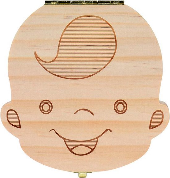 Houten Tandendoosje voor jongens - opbergdoos - geschenkdoos - kraamcadeau van Merkloos