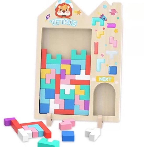 Houten Tetris Puzzel – Educatief Bouwspel voor Kinderen