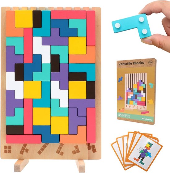 Houten Tetris Puzzel Stapelspel Educatief Montessori Speelgoed voor Kinderen vanaf 3 Jaar