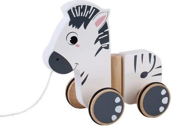 Houten trekfiguur zebra van Houten