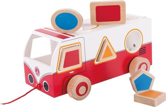 Houten vormen auto sorteerbus van Houten