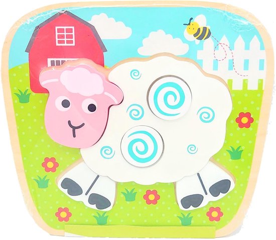Houten Vormenpuzzel Schaap - Simply for Kids - My First Puzzel - Vanaf 1 jaar van Simply for kids
