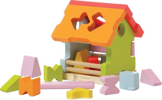 Houten vormenstoof - Sorteer Huis - insteekspel van Jouéco