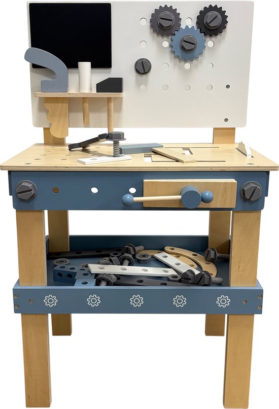 Houten Werkbank Speelgoed - Kinder Gereedschap met Hamer en Zaag - Klussen voor Jongens met Kindergereedschap - Vanaf 1 Jaar van Merkloos