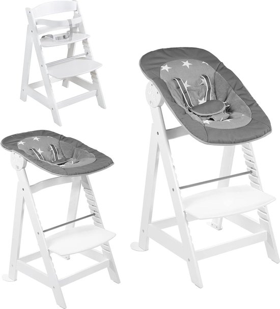 Houten Zitstoelenset 2-In-1 Voor Pasgeborenen - Meegroeiend Tot Kinderstoel - Wit - 44-50 x 54 x 80 cm van Nibble & Rest