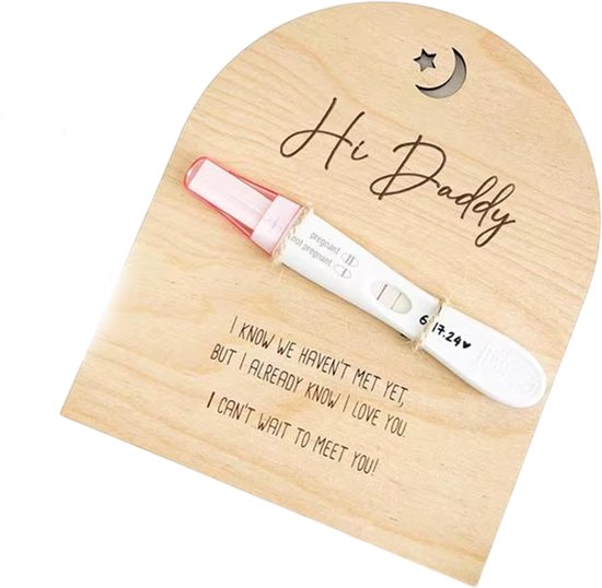 Houten zwangerschapsaankondigingsbord voor papa – “Hi Dad” baby verrassing, creatieve zwangerschap onthulling voor echtgenoot – cadeau aanstaande vader, baby aankondiging bord van "keekoon"