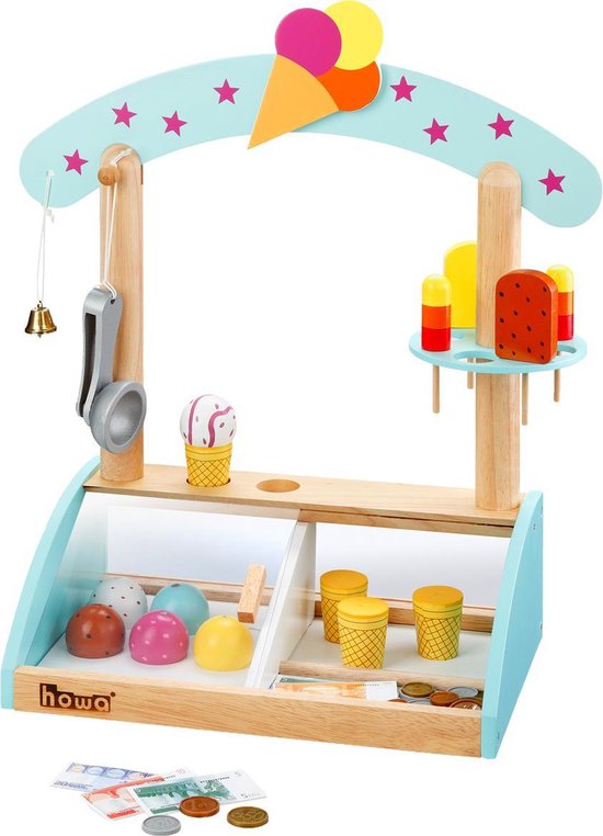 howa Houten Speelgoedwinkeltje icekraam met accessoires en spelgeld 4861 van howa