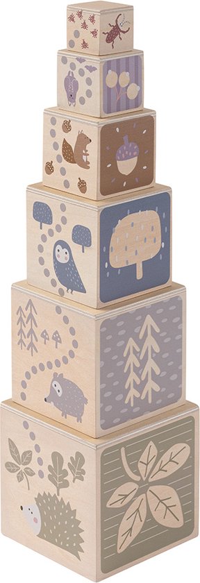 howa Houten Stapeltoren Speelgoed "little woods" vanaf 1 jaar, Motoriek Speelgoed Stapelkubussen 6027 van howa