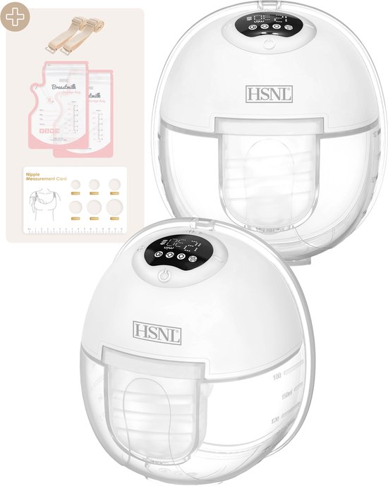 HSNL® Luxe Elektrische Borstkolf - Handsfree Borstkolf - Dubbele Kolf - Borstkolf - Draadloze borstkolf - BPA Vrij -Inclusief Melkopvangzakjes van HSNL®