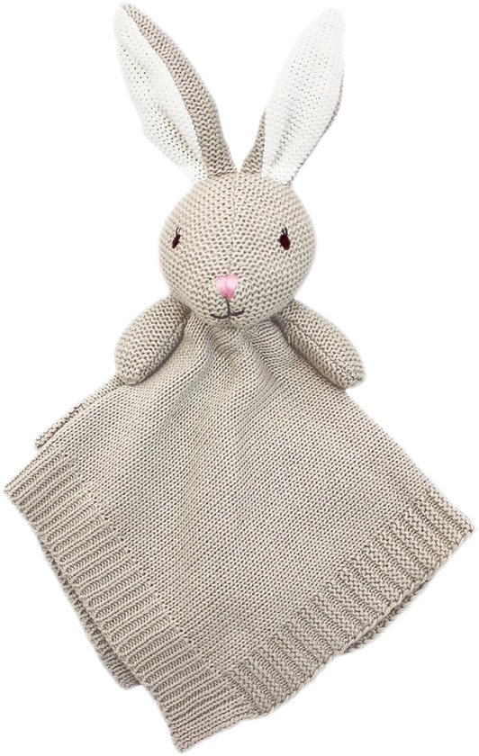 Hugs & Kisses - Gebreide Knuffeldoek - 100% Katoen - KONIJN van Merkloos