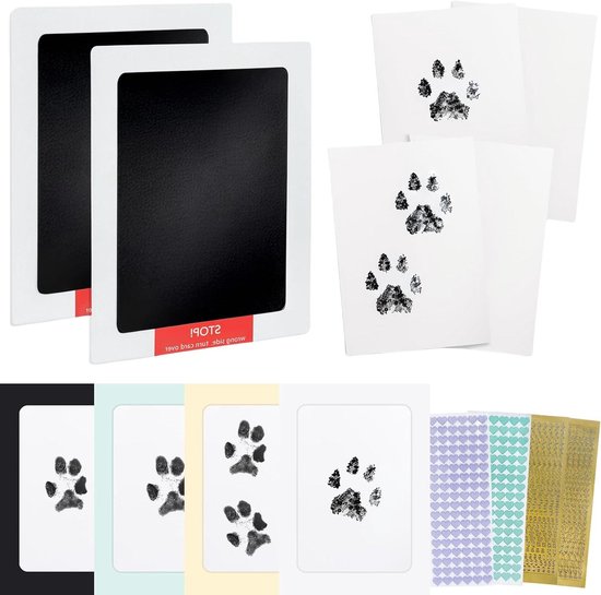 Huisdier Pootafdruk Set - Honden Katten Kit - Herinneringen Maken - Inkless Contact Methode - 2 Stuks - Zwart van Merkloos