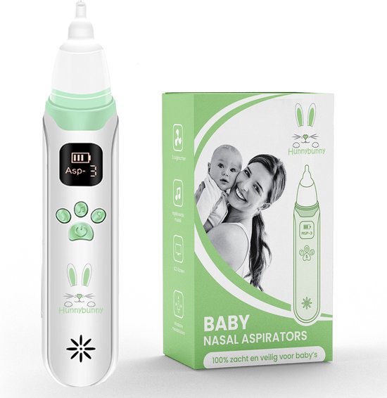 Hunnybunny® Elektrische Neusreiniger voor Baby’s met 8 Muziekjes en Licht - Neuspeer - Aspirator - Neuszuiger van Hunnybunny