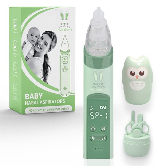 Hunnybunny® Elektrische Neusreiniger voor Baby’s met Muziek en Licht – Neuspeer - Aspirator - Neuszuiger - Incl. Verzorgingssetje van Merkloos