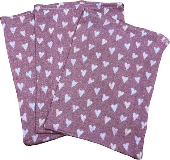 hydrofiel washandjes set van 3 roze hartjes van Merkloos