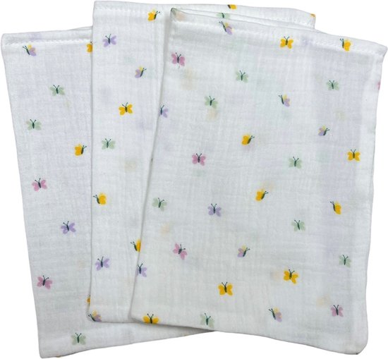 hydrofiel washandjes set van 3 vlinder van Merkloos