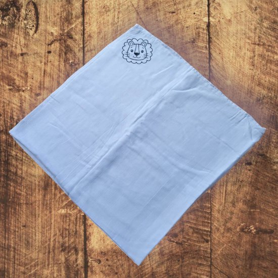 Hydrofieldoek - opdruk - 120 x 120 - Swaddles - opdruk leeuw zwart - kraamgeschenk van Hydrofiel