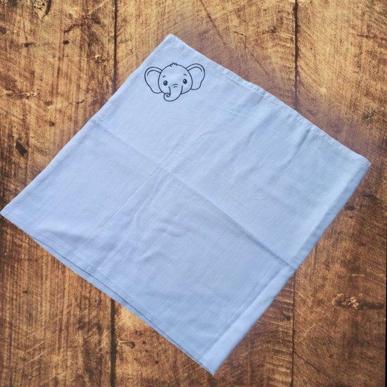Hydrofieldoek - opdruk - 120 x 120 - Swaddles - opdruk olifant zwart - kraamgeschenk van Hydrofiel