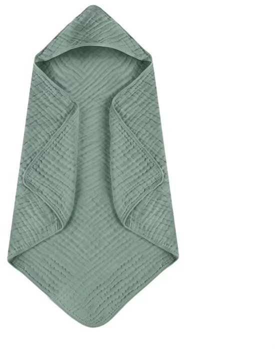 Hydrofiele Baby Badcape met Capuchon 82x82 cm – Groen – Zachte Baby Handdoek & Wikkeldoek van Merkloos