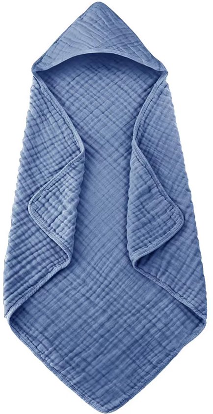 Hydrofiele Baby Badcape met Capuchon - Badponcho - 82x82 cm - Blauw - Handdoek - Afdroogdoek Baby - Wikkeldoek van Fabs World