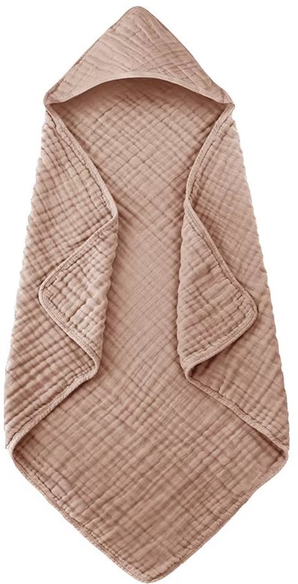 Hydrofiele Baby Badcape met Capuchon - Badponcho - 82x82 cm - Bruin - Handdoek - Afdroogdoek Baby - Wikkeldoek van Faso®