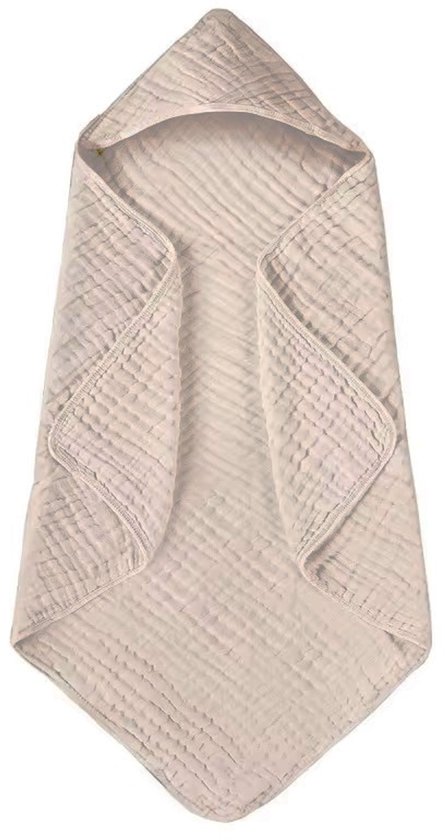 Hydrofiele Baby Badcape met Capuchon - Badponcho - Inbakerdoek - Wikkeldoek - 82x82 cm - Zand Beige van Merkloos