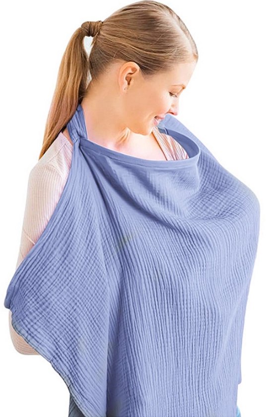 Hydrofiele Borstvoedingsdoek Blauw - Voedingsdoek & Afschermdoek voor Moeders - Nursing Cover, Ademend & Verstelbaar van Merkloos