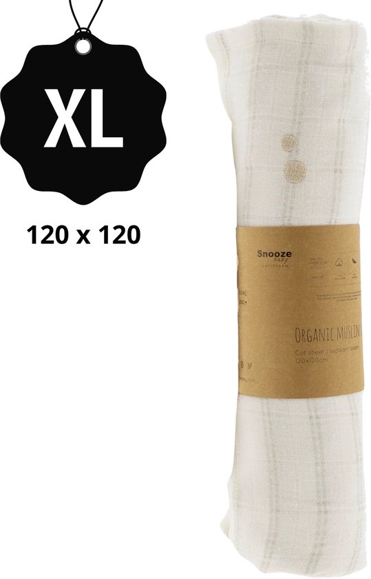 Hydrofiele Doek 120 x 120cm - Baby Wikkeldoek - Slaapdoek Stone Beige - Beige - Snoozebaby van Snoozebaby