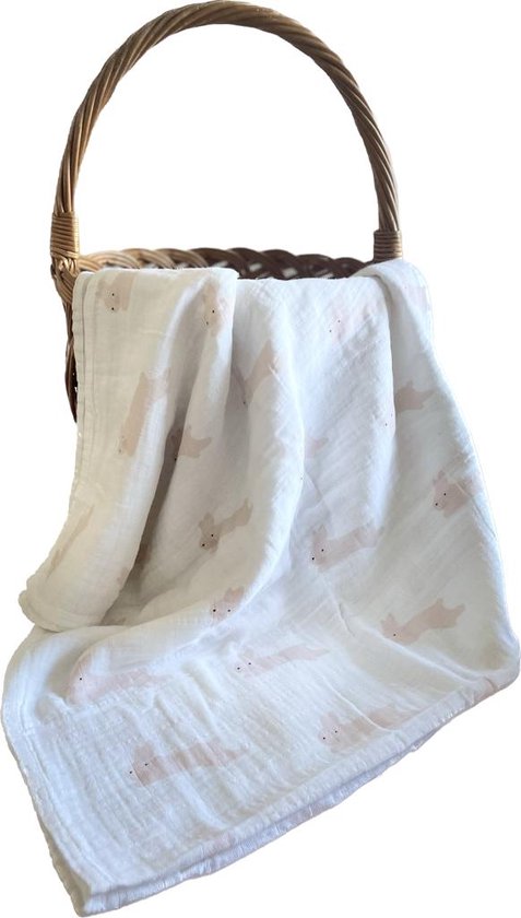 hydrofiele doek 120x120cm-bakerdoek -wikkeldoek-print konijn van Jollein